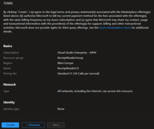 Review new Computer Vision resource - Azure Computer Vision – Convert image to text - Kens Learning Curve