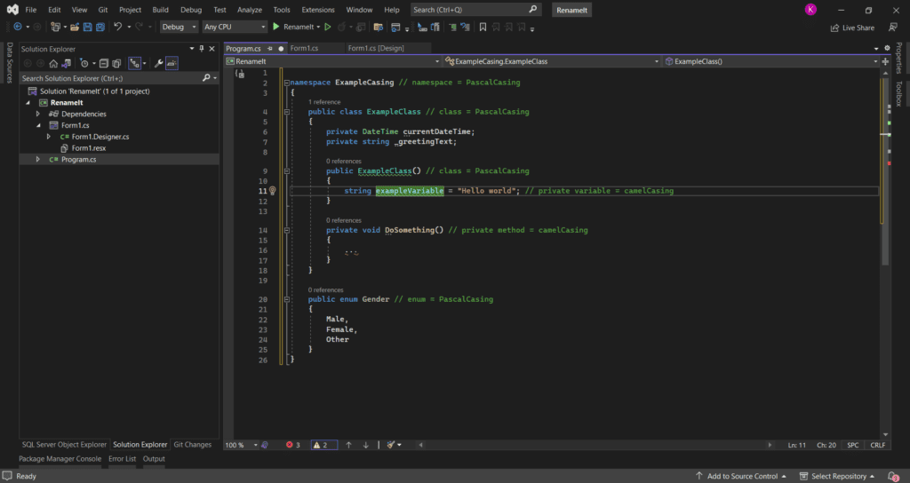 My Visual Studio setup - How To Apply Clean Code With C# - Kens Learning Curve