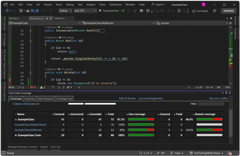 fine code coverage - 10 reasons why to use unit tests - Kens Learning Curve