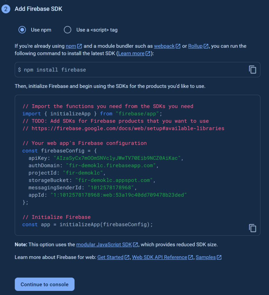 App Registered - Using Cloud Firestore With Angular TypeScript - Kens Learning Curve