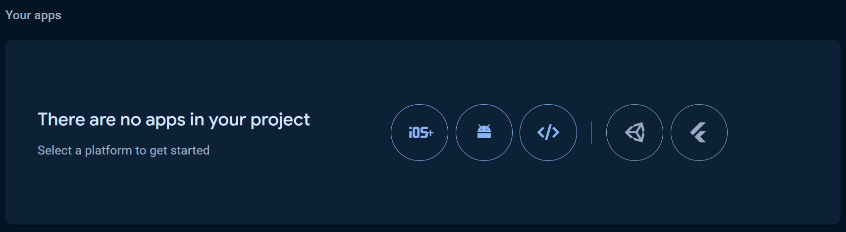 Project Settings - No Apps - Using Cloud Firestore With Angular TypeScript - A Firebase Product - Kens Learning Curve