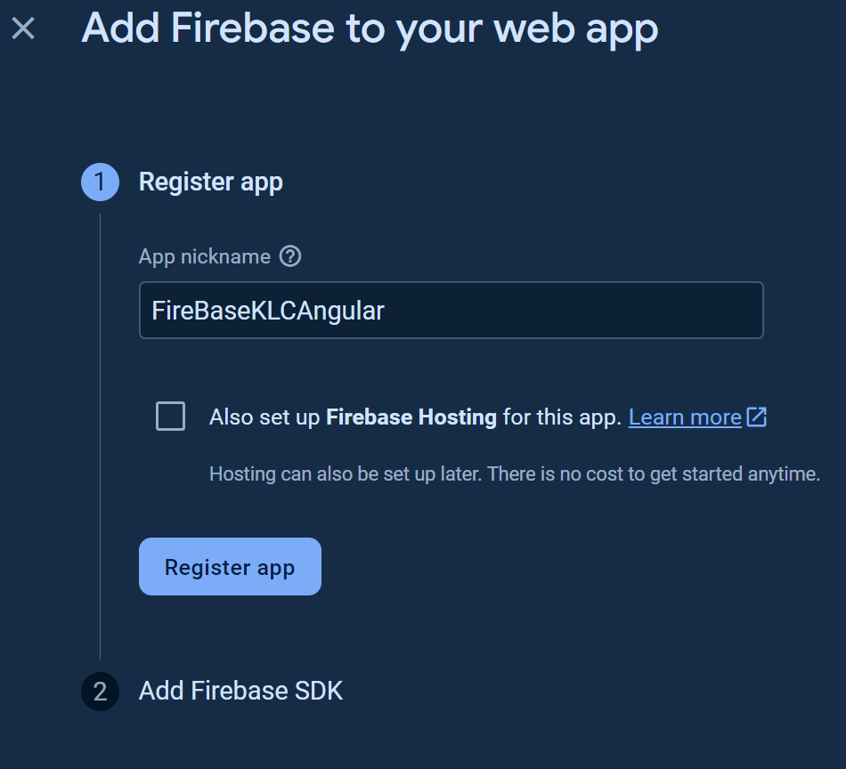 Register App Nickname - Using Cloud Firestore With Angular TypeScript - Kens Learning Curve